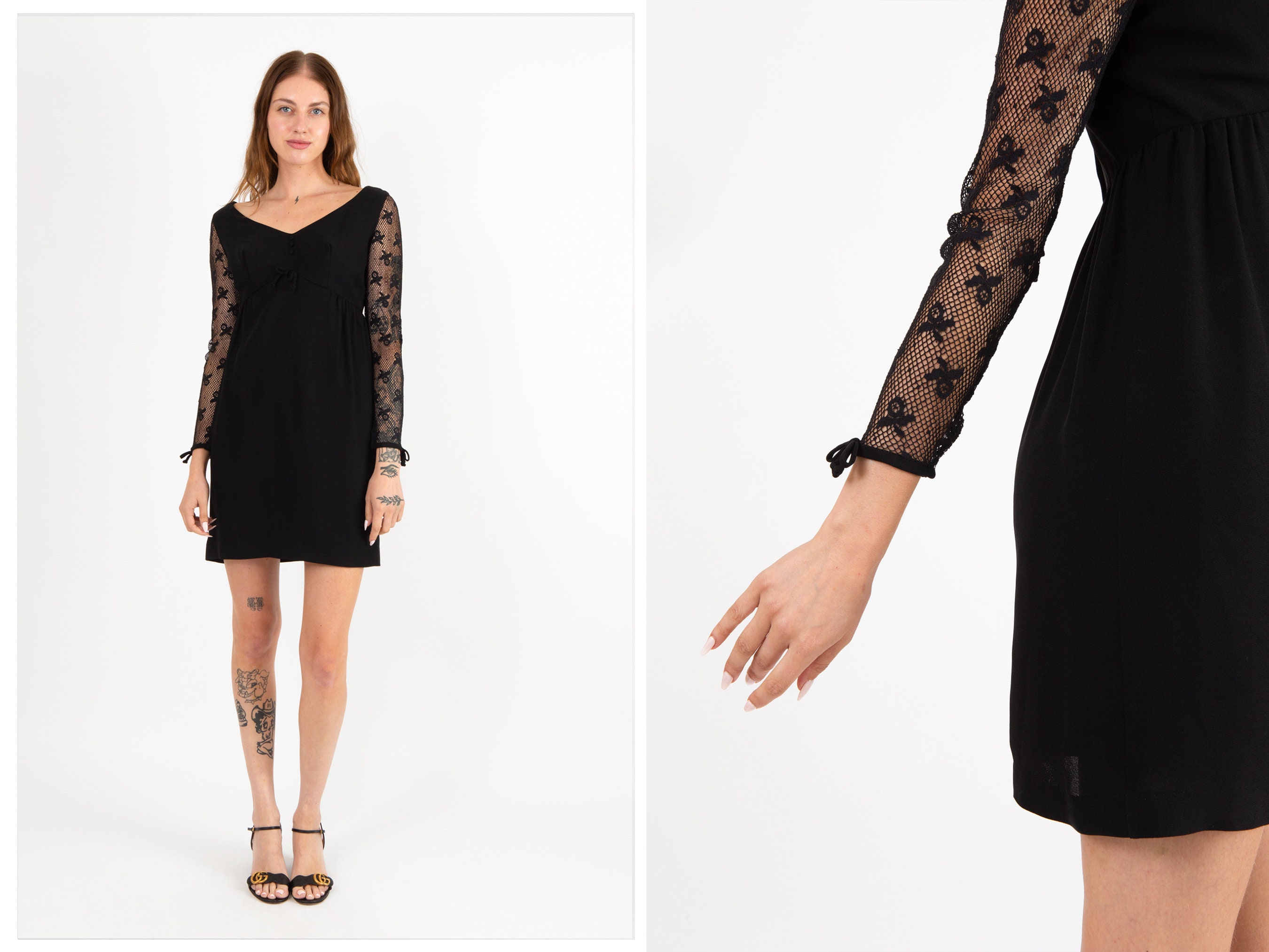 21+ Black Dress Mesh Long Sleeves