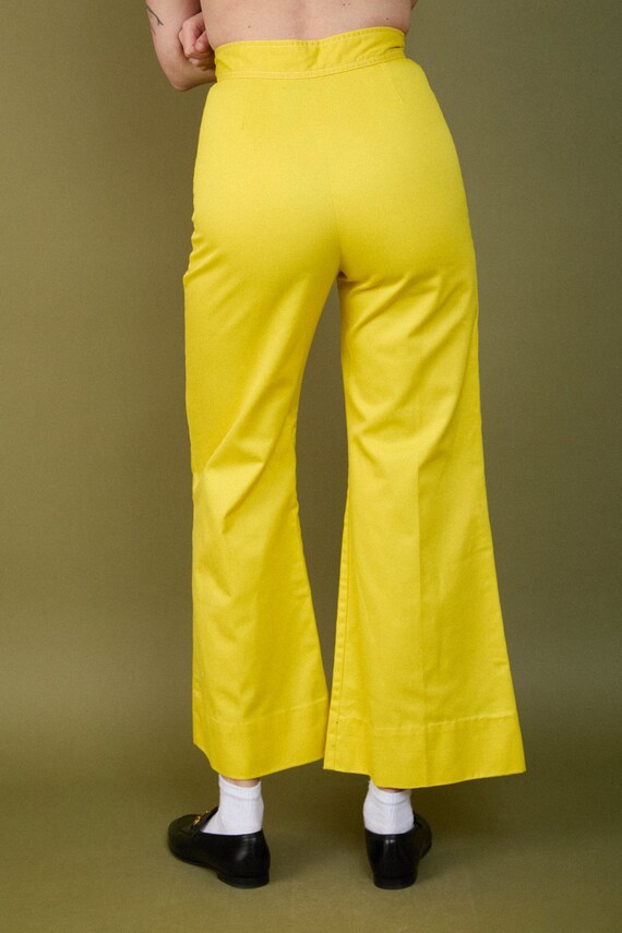 Vintage 1960s 60s Bright Yellow High Waisted Bell… - image 6