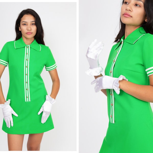Short Sixty Dress Green Retro Print main image 1