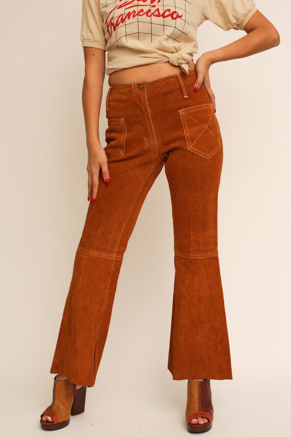 Vintage 1960s 60s Woodstock Era Tan Suede Leather… - image 3