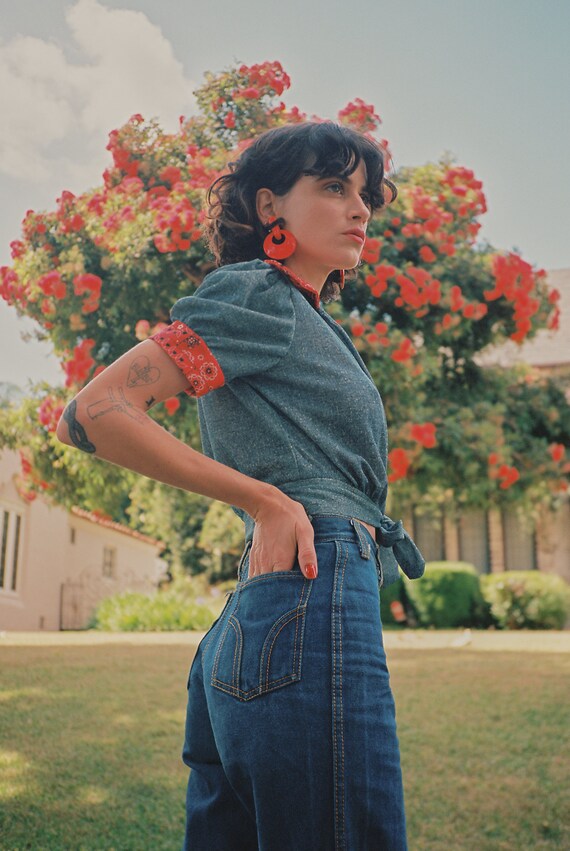 Vintage 1970s 70s High Waisted Country Western Wid