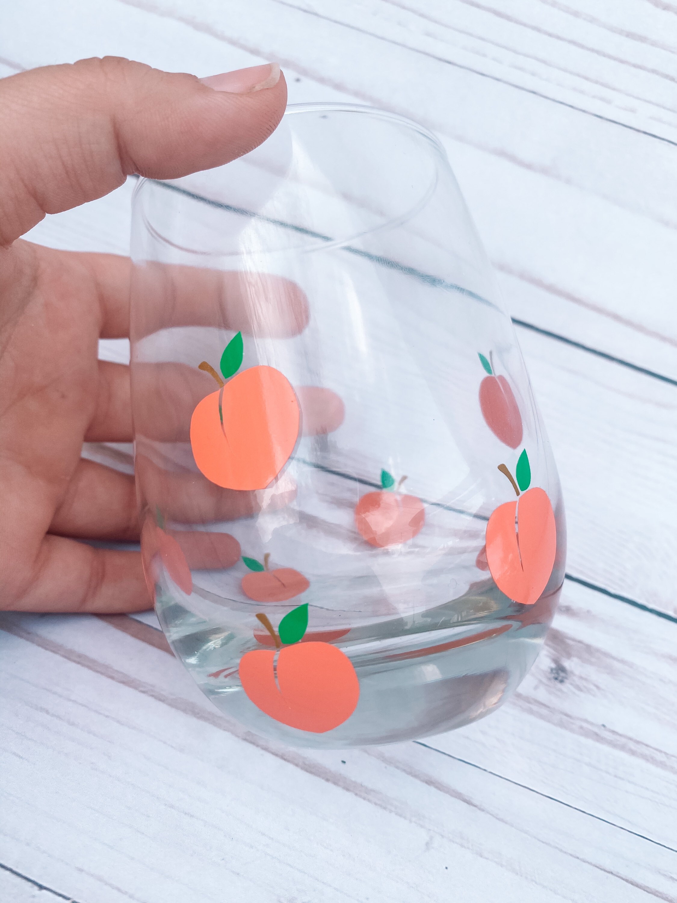 Stemless wine glass Just peachy wine glass Lifes a peach Etsy