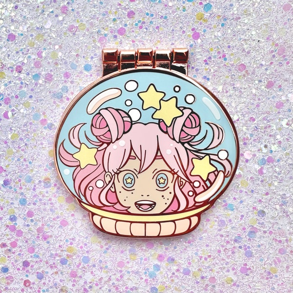 Alien Secret Enamel Pin, Kawaii Anime Girl Lapel Pin,  Cute Trippy Hat Pin,  Aesthetic Psychedelic Surreal Pin, Art Pastel Pop Surrealism