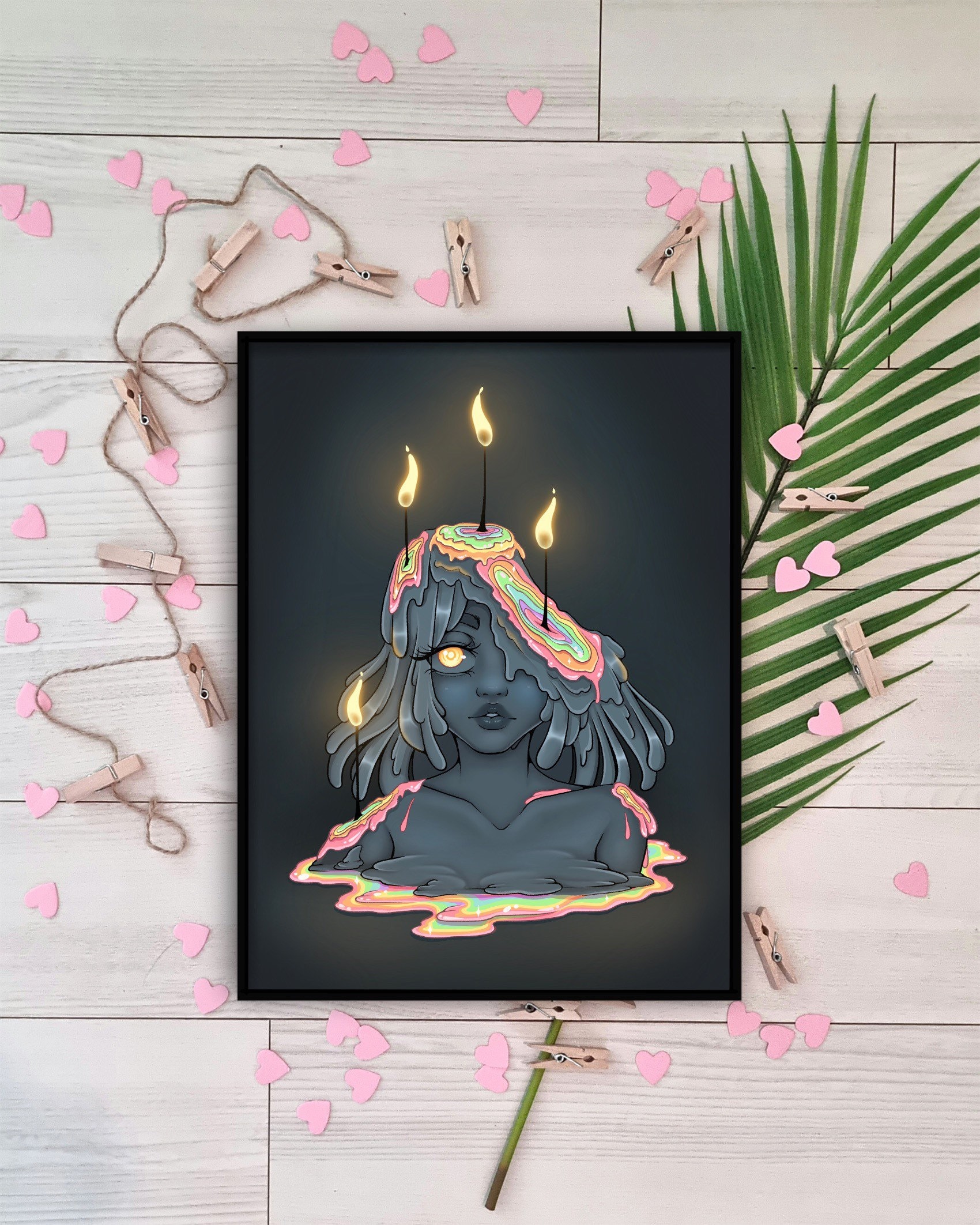 Melting Away Art Print Anime Girl Kawaii Pastel Aesthetic picture