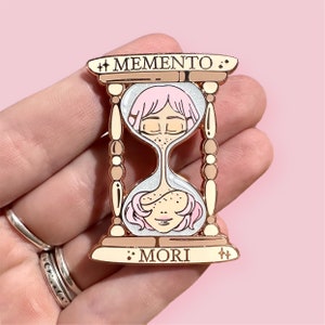 Memento Mori Enamel Pin, Kawaii Anime Girl Lapel Pin, Cute Trippy Hat Pin, Aesthetic Psychedelic Surreal Pin Manga Girl, surrealism
