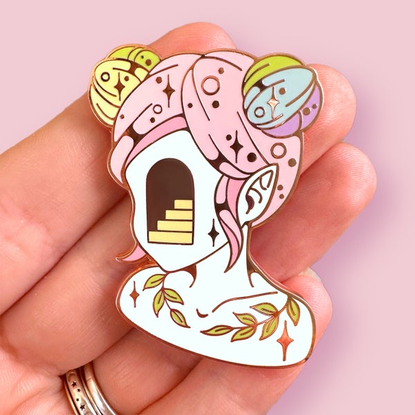 Portal Enamel Pin, Kawaii Anime Girl Lapel Pin,  Cute Trippy Hat Pin,  Aesthetic Psychedelic Surreal Pin, Art Pastel Pop Surrealism