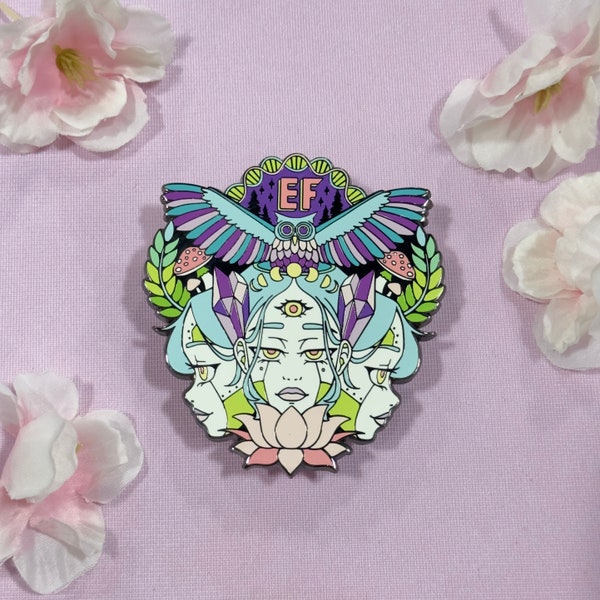 Electric Forest Enamel Pin, Music Festival Enamel Pin, Trippy Psychedelic Hat Pin, Anime Pastel Lapel Pin, Surrealism Art Accessory