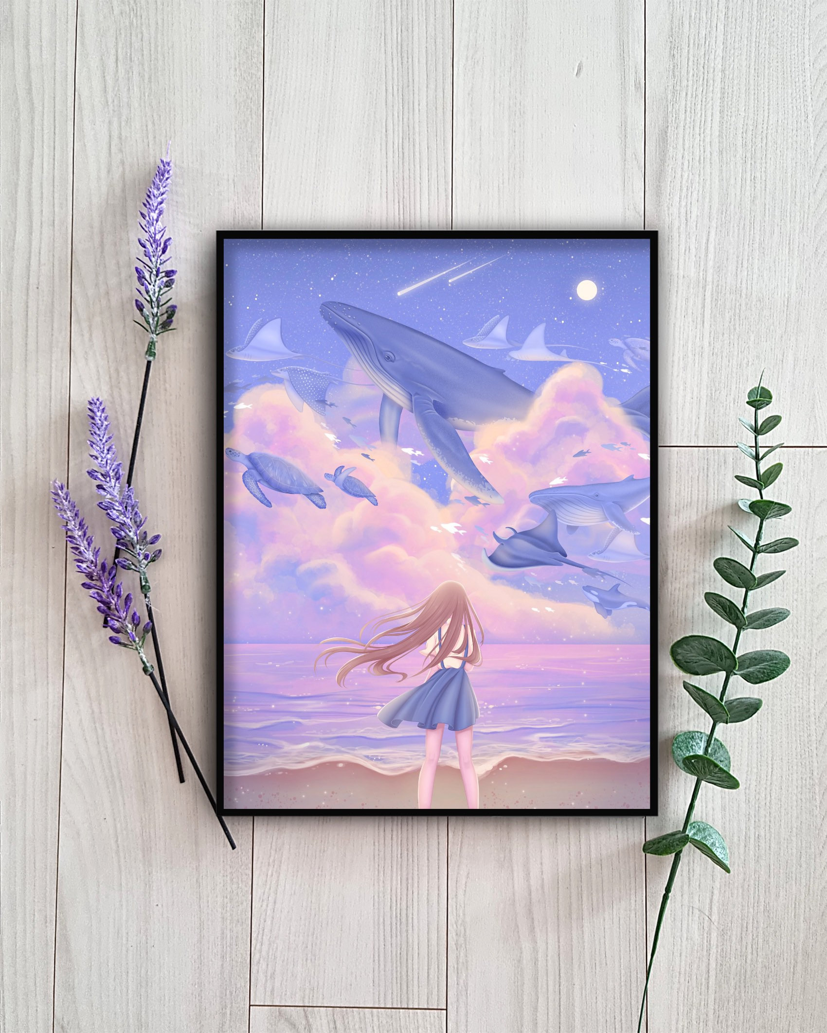 Nezuko - Anime Girl - Beach Waifu - Satin Poster - Original Demon Slayer Art