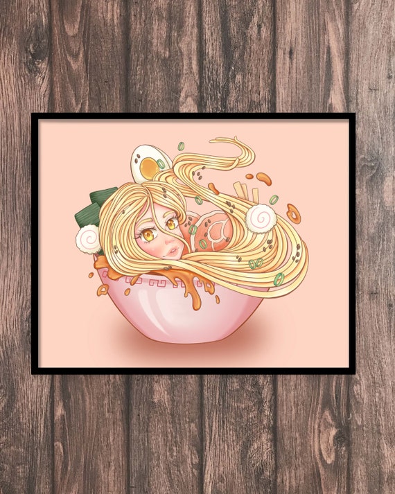 Ramen Mania Art Print Kawaii Anime Girl Pastel Art - Etsy Ramen Mania Art Print Kawaii Anime Girl Pastel Art - Etsy