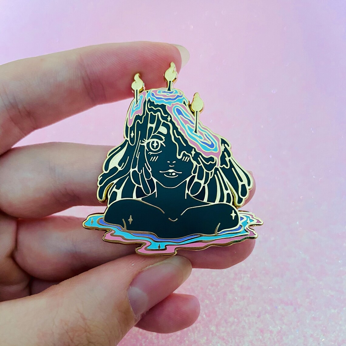 Melting Away Enamel Pin Kawaii Anime Girl Lapel Pin Cute | Etsy