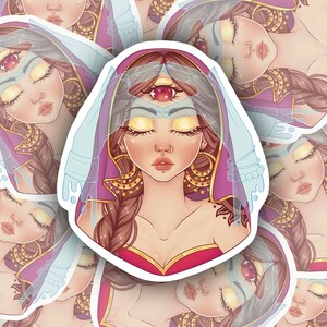 Abre tu tercer ojo pegatina / Kawaii Anime Girl / Psychic Third Eye Tarot Reading / Gypsy Soul / Pastel Cute Aesthetic / Water Resistant