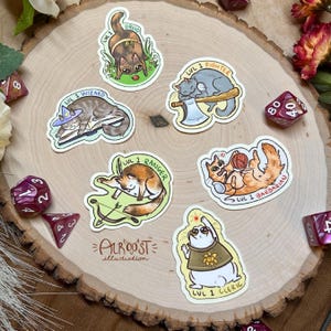 Level 1 D&D Cats, 2in Matte Stickers