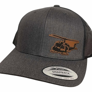 Bell UH-1 Iroquois Huey Trucker Hat | Genuine Leatherette Patch Hat | Snapback