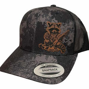 Orbital Outlaw Raccoon truckerpet | Hoed van echt leer met patch | Snapback: