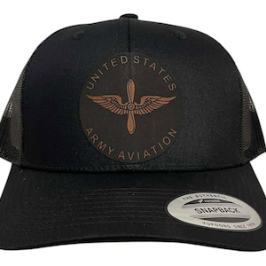 Gorra de camionero de aviación del ejército / Gorra con parche de piel sintética auténtica / Gorra snapback