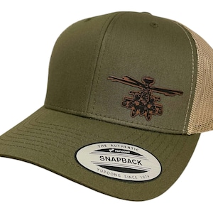 AH-64 Apache Attack Helicopter Trucker Hat | Genuine Leatherette Patch Hat | Snapback