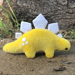 Custom Handmade Stegosaurus Dino Plush, Yellow Dinosaur Plushie - Cute Stuffed Animal Doll - White Dino Plush - Desk Decor - Plush Toy