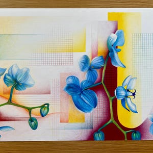 Abstract Floral Pencil Drawing, A3