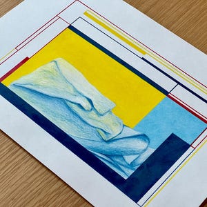 Fabric and Geometry Abstract Pencil Drawing