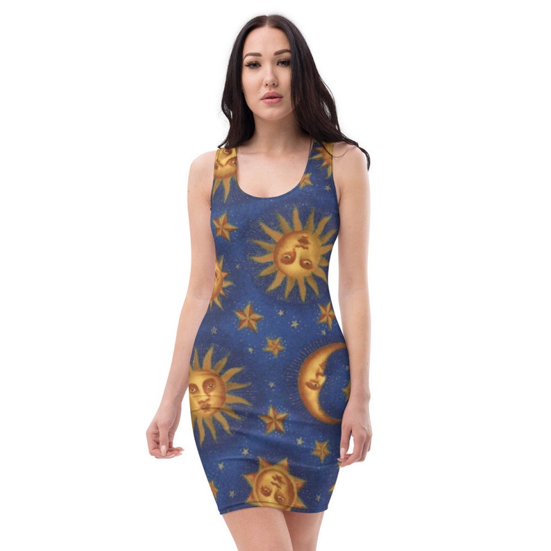 Celestial Dress Witch Dress Bodycon Dress Goth Dress Gothic Dress Pin Up Dress Pencil Dress Alchemy Star Dress Esoteric Pagan Dress