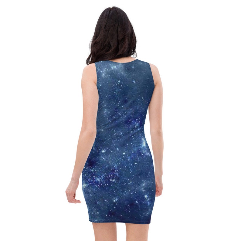 Starseed Starry Night Galaxy Dress Witch Dress Bodycon Dress Goth Dress Gothic Dress Pin Up Dress Pencil Dress Star Dress Pagan Dress