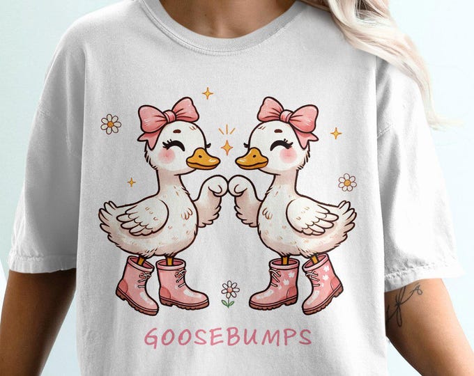 Cute Duck T Shirt Goosebumps Graphic Tee Kawaii Animal Print Fun Illustration Soft Comfortable Casual Wear Gift