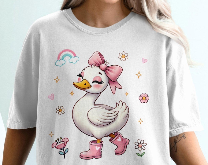 Silly Goose on the loose with Bow and Boots Graphic, Silly Goose Statement Shirt, Fun and Playful T-Shirt Gift, Funny Goose Tee