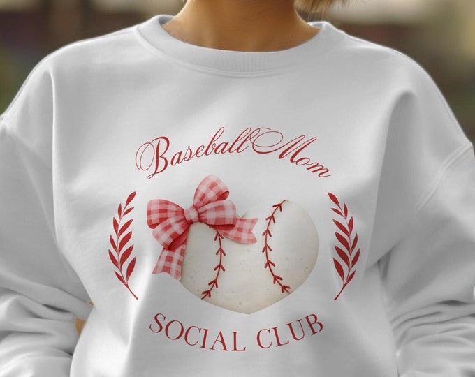 Coquette Baseball Mom Social Club T-Shirt, Cute Sports Mom Heart Graphic Tee, Preppy Game Day Shirtt