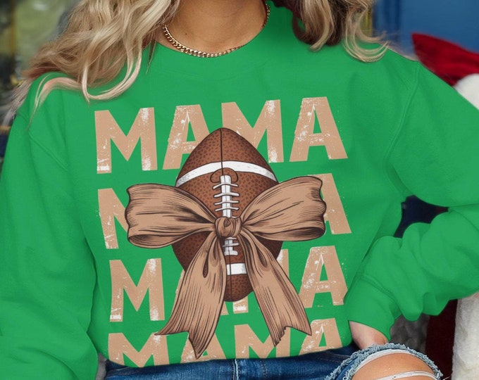 Coquette Mama Football Sweatshirt, Football and bow Mama Shirt,  Cozy Football Mom Sweatshirt, Sunday Football Wear, Gift for Team Mom