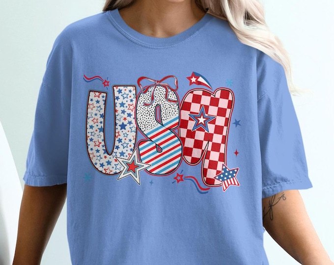 Patriotic USA T-Shirt, Fourth of July Shirt, American Pride Tee, Stars and Stripes Shirt, USA Graphic Tee, Independence Day Shirt