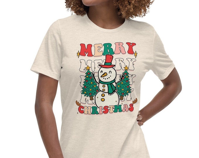 Comfort Colors Merry Merry Christmas Boho Retro Women's Relaxed T-Shirt