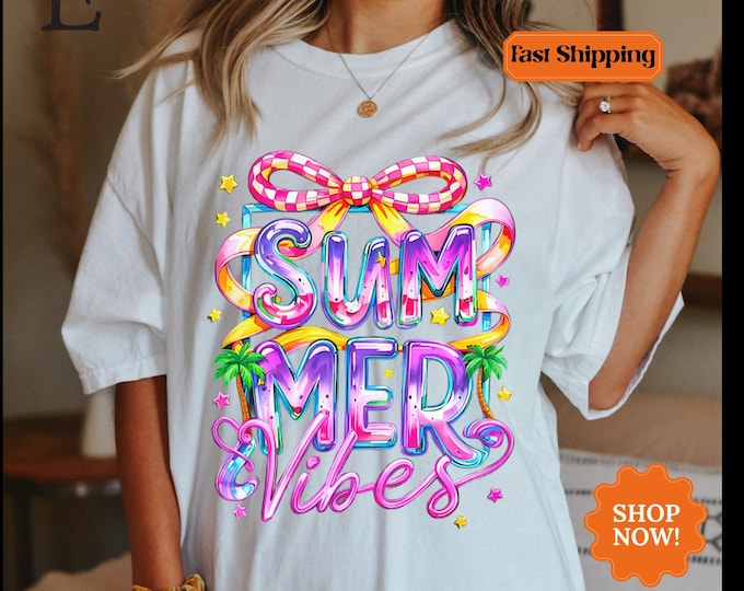 Neon Summer Vibes Comfort Colors Shirt | Retro Beach Tee | Bright Aesthetic Unisex T-Shirt | Trendy Summer Graphic Tee for Women & Men