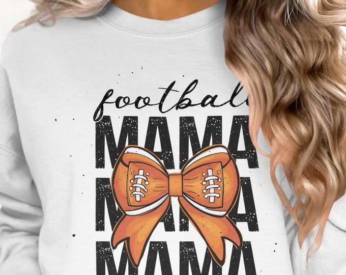 Coquette Football Mama Sweatshirt, Football Bow Hoodie, Sports Mama Coquette Sweatshirt, Trendy Mama Sweater, Game Day Attire