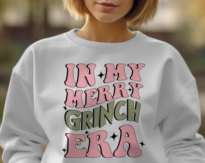 In My Merry Grinch Era, Grinch Retro Christmas Unisex Sweatshirt, Vintage Santa Holiday Apparel, Vintage Holiday Tees,