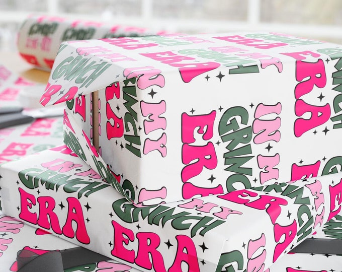 In My Grinch Era Wrapping Paper, Hot PInk and Green Grinch Paper, Grinch Wrapping Paper, Custom Grinch Gift Wrap