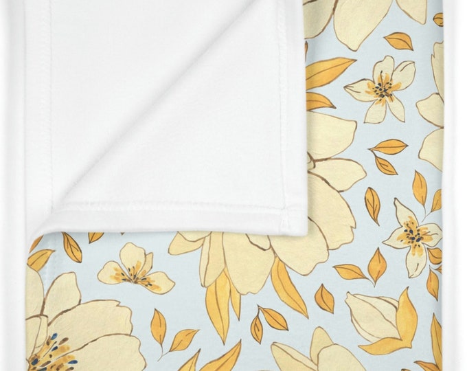 Floral Baby Blanket, Soft Fleece Baby Blanket, Elegant Floral Baby Blanket, Baby Shower Gift, Gift for New Mom, Toddler Preschooler Blanket