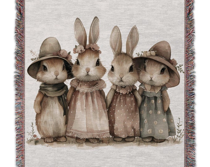 Cute Bunny Friends Blanket for Kids, Cozy Animal Print Throw, Nursery Decor Blanket, Baby Shower Gift, Soft and Warm Bedding