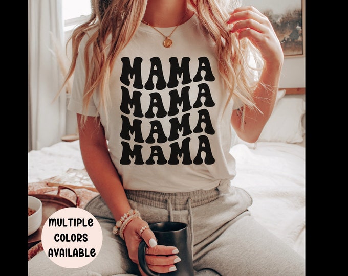 Trendy Retro Mama Shirt | Gift for Mom | Cute Shirt for Mom, Trendy Groovy Shirt, New Mom Gift, Grandma Gift