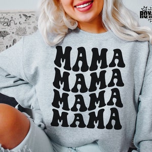 Retro Mama Sweatshirt: Groovy Smiley Face, Trendy Mom Shirt
