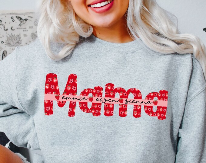 Custom Mama Sweatshirt with Child Names, Mothers Day Gift, Mama Shirt,  Heavy Blend Crewneck Sweatshirt