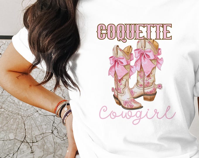Vintage Coquette Cowgirl Sweatshirt, Cute Western Boots Graphic Tee, Retro Country Style T-Shirt, Mom & daughter matching, family matching