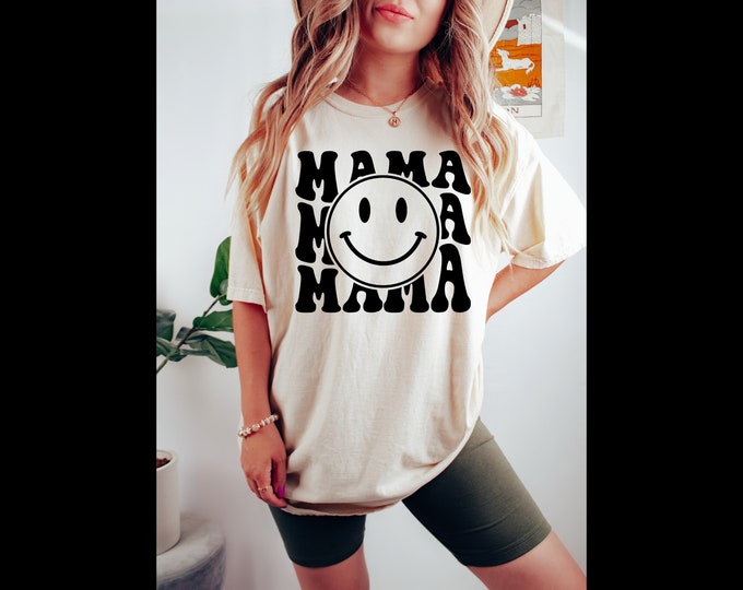 Mama Retro Smiley Shirt, Trendy Groovy Shirt,Gift For Mom, , New Mom Gift, Gift For Her, Mother'S Day Shirt, Cute Mom Shirt