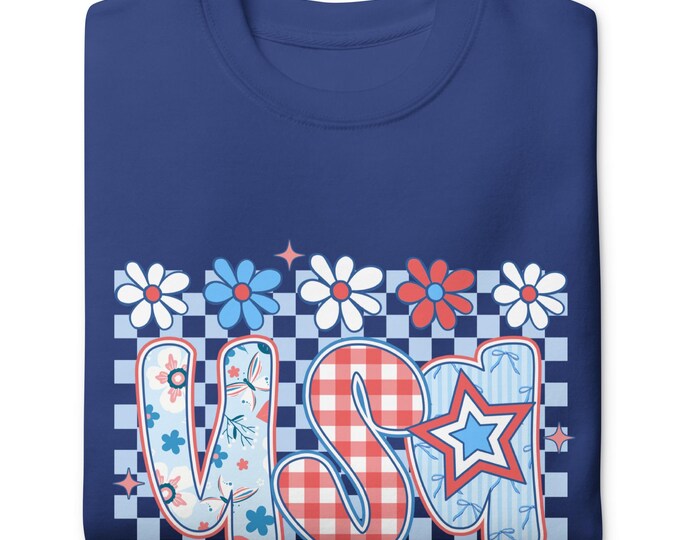 USA Patriotic Premium Soft Sweatshirt Coquette Patriotic Cottagecare Shirt for July 4th
