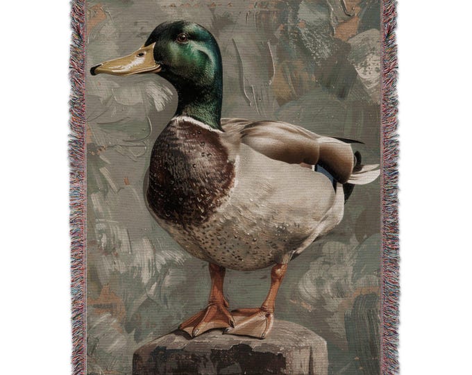 Mallard Duck Woven Blanket, Wildlife Bird Throw, Cozy Animal Print, Soft and Warm Cover, Unique Home Decor, Beautiful Nature Scene