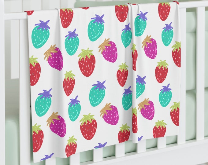 Strawberry Swaddle Blanket For Newborn Baby Swaddle Blanket for Baby Shower Gift Cute Strawberry Blanket