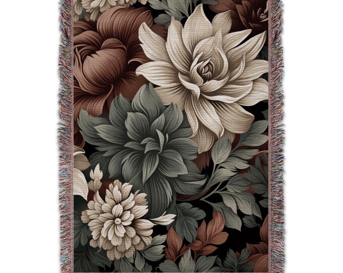 Floral Printed Blanket, Cozy Bedding, Decorative Throw, Soft Comforter, Elegant Bedspread, Warm Blanket, Home Decor, Stylish Coverlet