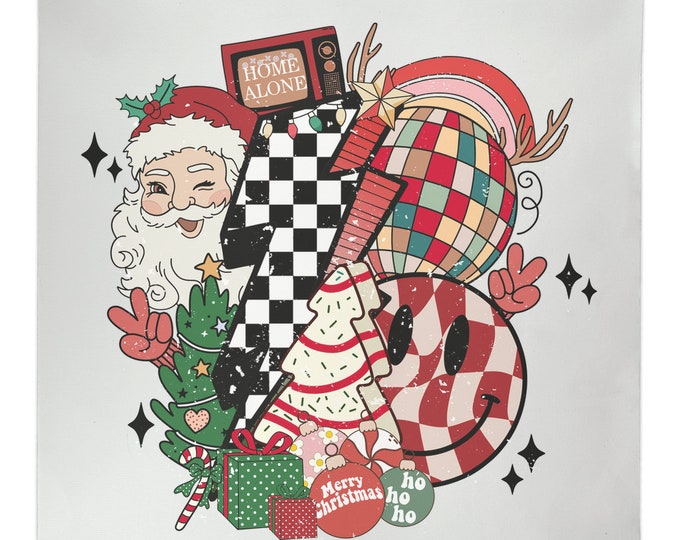 Retro Santa Christmas hanging canvas, Red Vintage Santa Christmas, Vintage Santa Hanging Canvas Scroll, Holiday Decor, Christmas Gift
