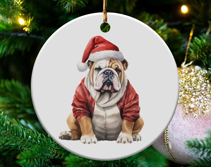 Bulldog Dog Breed Ceramic Ornaments, Mugs, Tote Bags - Watercolor Style, Funny Quotes, Christmas Theme Gifts
