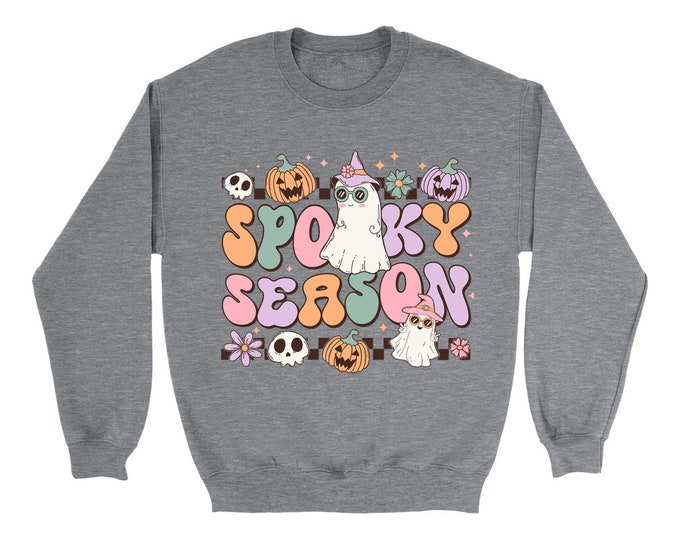Retro Spooky Season Sweatshirts, Trendy Halloween Sweatshirts, Halloween shirt retro