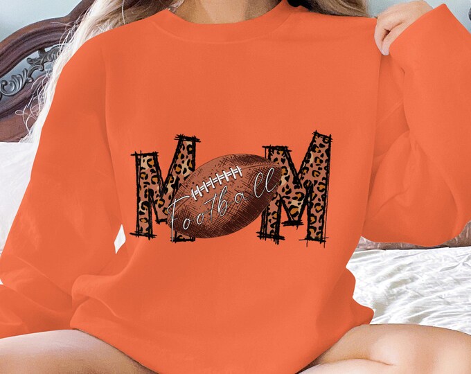 Football Mom Sweatshirt, Cute Leopard Print Football Apparel, Trendy Mom Gift, Cozy Fall Sweatshirt for Sports Moms